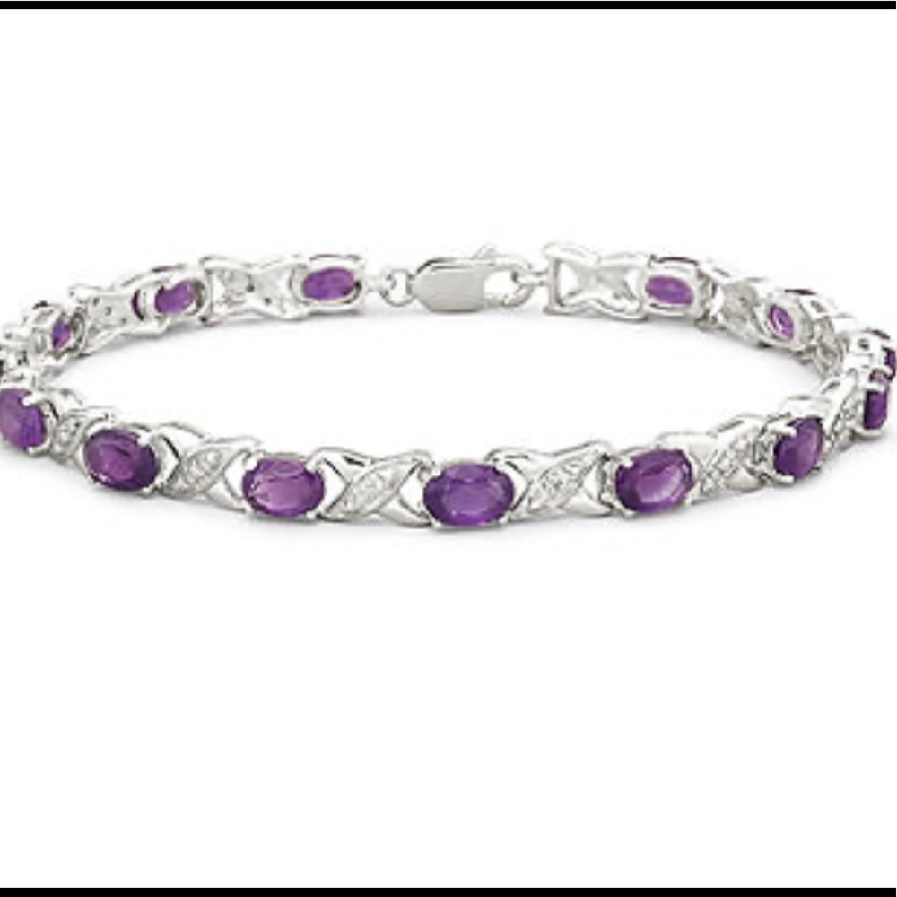 Genuine Amethyst with Diamond accents bracelet💜
